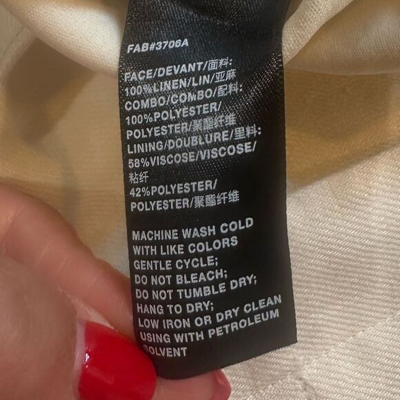 BRAND NEW WITH TAG! Lafayette 148 New York Cream Raffia Linen Women Pants Size 4 - Picture 10 of 10